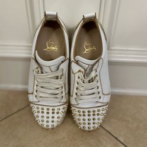 Christian Louboutin Vieira spike / studded sneakers white/gold size 37 1/2.